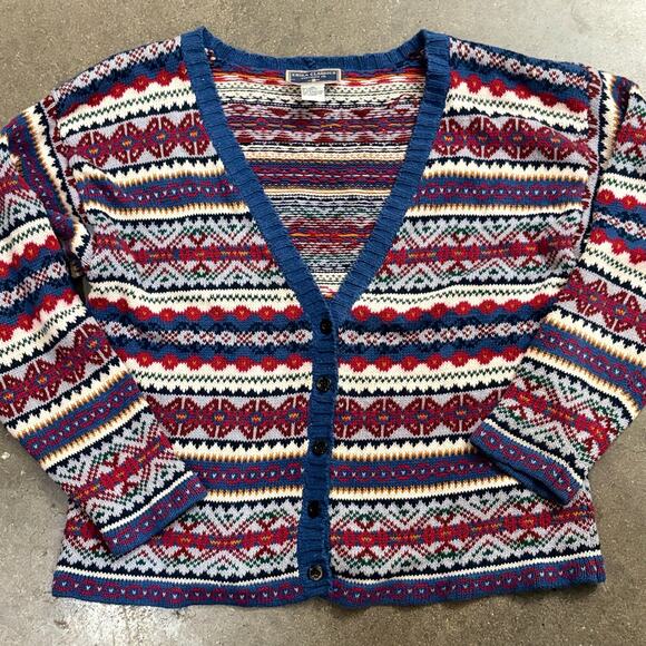 Erika Classics Sweaters - Vintage 90s Erika Classics Fair Isle Cardigan Sweater M Nordic Grannycore